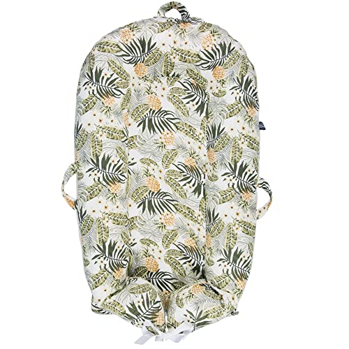 Image of Newborn Lounger Cover for DockATot Deluxe | 100% Cotton Baby Lounger Extra Cover | Hypoallergenic Infant Baby Nest Replacement Cover for DockATot Docks Deluxe+ Pineapple and Palm(Cover Only)