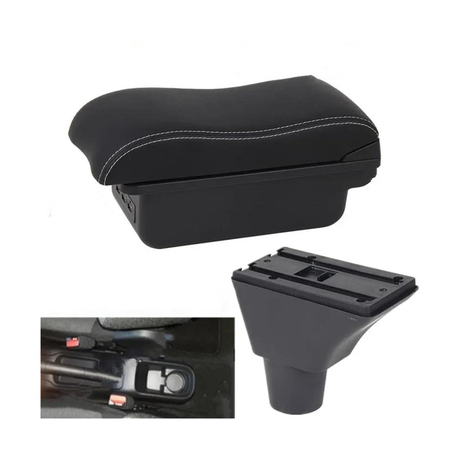 OOPUHKSY For Citroen C3 C4 Armrest Box For Citroen C3 C4 Car Armrest Storage Box Interior Dedicated Retrofit Car Accessories(B3 white line 3USB)