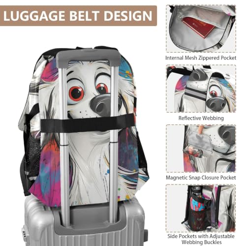 Mochilas de viaje de equipaje con diseño de perros con compartimento de laptop para mujer 4