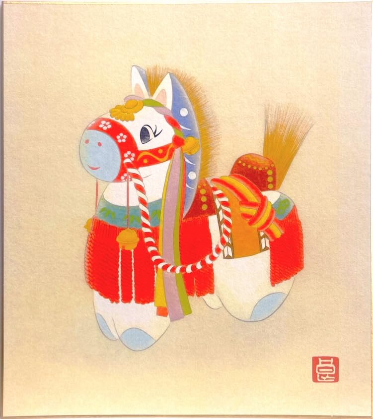 色紙絵　日本画 干支アートセット 14枚セット 色紙絵 日本画 干支アートセット 14枚セット