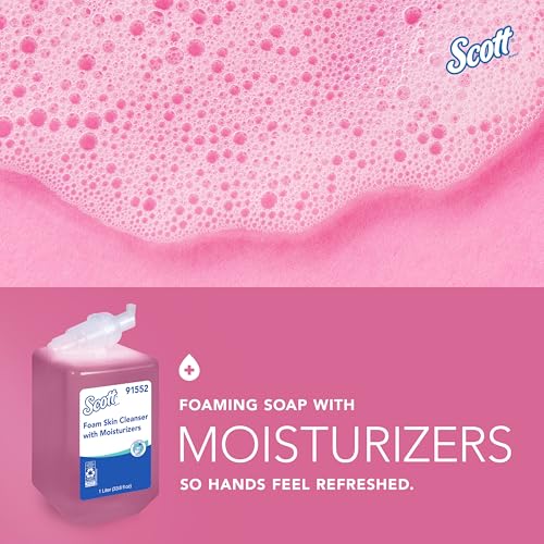 Bundle of Scott® Foam Hand Soap with Moisturizers, 1.0 L Pink, Floral Scent Refills + Scott Essential Manual Skin Care Dispenser, White Starter Kit - image 4