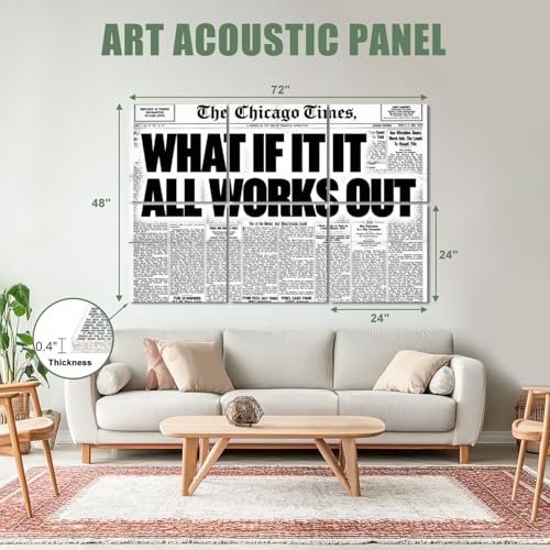 6 Pack Paneles Acústicos de Arte Absorbentes de Sonido Estilo Vintage Negro Blanco con Frases Retro para Aislamiento en Estudios de Grabación y Oficinas 72"x48" miniatura 2