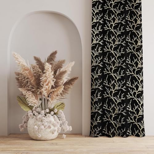 Image of Curtains 9 Feet Long for Living Room - Long Door & Window Curtain Set 1 Pcs Panel, Velvet Blackout & Stylish Parda for Home Decor & Office Black Colour 9 feet -1 pcs