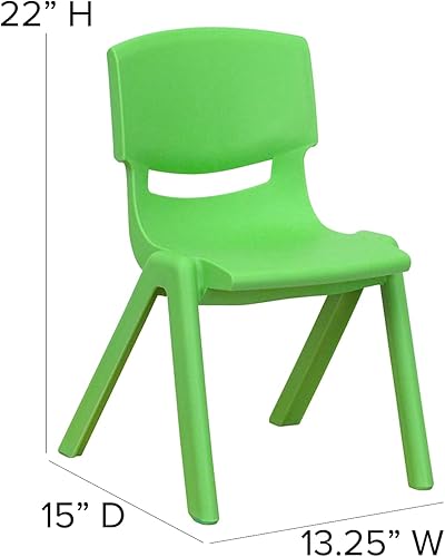 Miniatura 3 de Flash Furniture Paquete de 10 sillas escolares apilables de plástico verde con altura de asiento de 12 pulgadas