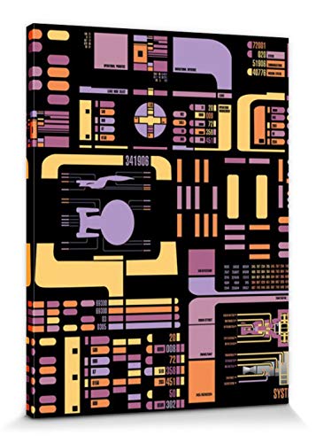 1art1 Star Trek Poster Impression Sur Toile La Nouvelle Génération TNG Console Graphics Affiche Murale XXL Encadrée | Tendue Sur Cadre En Bois | Tableau 80x60 cm