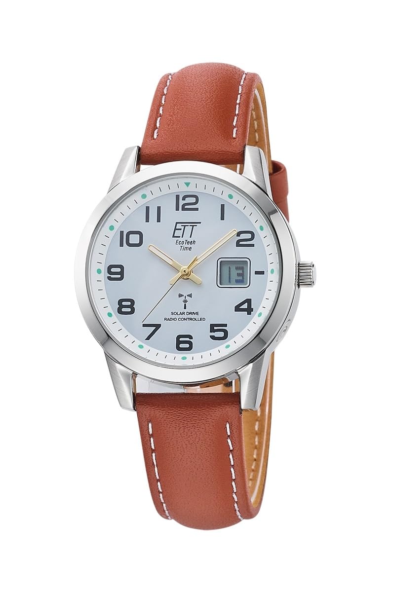 ETT Eco Tech Time Funk Solar Damen Uhr Analog mit Leder Armband ELS-11616-61L