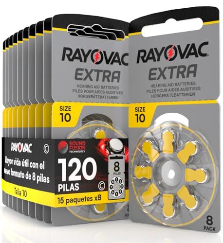 120 Pila para Audífonos Rayovac Extra 10. 15 Pack de 8 Unidades Baterías de Audífono