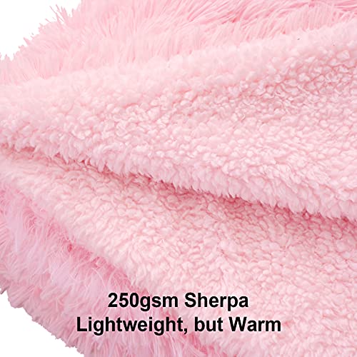 Lochas Super Soft Shaggy Faux Fur Blanket, Plush Fuzzy Bed Throw Decorative Washable Cozy Sherpa Fluffy Blankets For Couch Chair Sofa (Pink 30" X 40") #TOP2