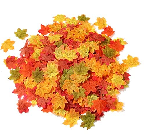 Momkids 1000Pcs Artifical Maple Leaves,Fall Leaves Decor, Fake Silk Leaf for Home Restaurant Centerpieces Indoor Outdoor Wedding Party Festival Party Thanksgiving Autumn Halloween Decoration
