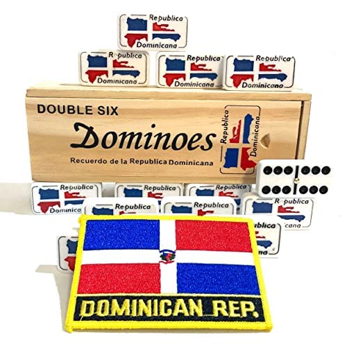 Double Six Dominican Republic Flag Engraved Dominoes miniatura 6