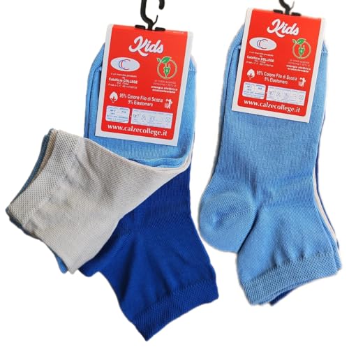 Calze College   3/6/12 Pares de Calcetines de Hilo de Escocia para Niño, Cortos por Encima del Tobillo, Ideales para Zapatos Bajos