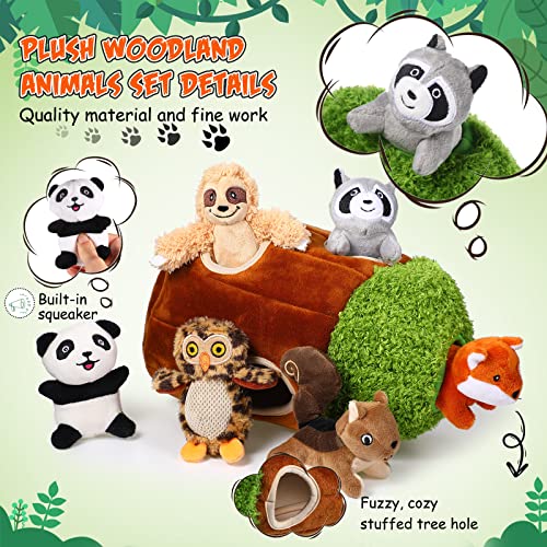 Jouet en peluche parlant animaux de forêt avec cabane arbre : set de cache-cache pour enfant - 4