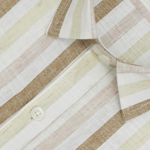 Image of GHPC Cotton Linen Striped Half Sleeves Regular Fit Formal Shirt for Men