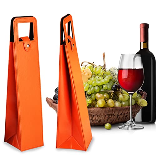 Leather Wine Champagne Tote Carrier Bag Box Holder, Reusable Leather Wine Bottle Gift Box, Classic Single Bottle Gift Bag (Yellow)