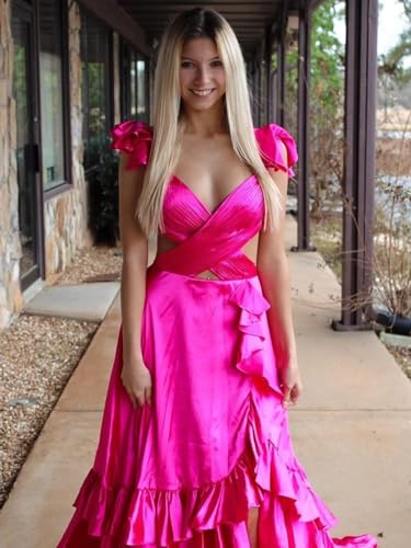 Sexy Tiered Ruffle Prom Dresses for Women 2025 Elegant A-Line Satin Long Formal Evening Gown with Train4