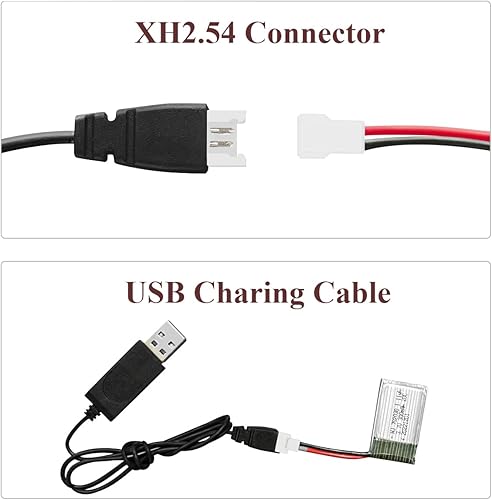 Miniatura 4 de HAWK'S WORK 2 baterías Lipo de 3.7 V, batería recargable de polímero de litio de 300 mAh para helicóptero RC Avión Drone todos los modelos y