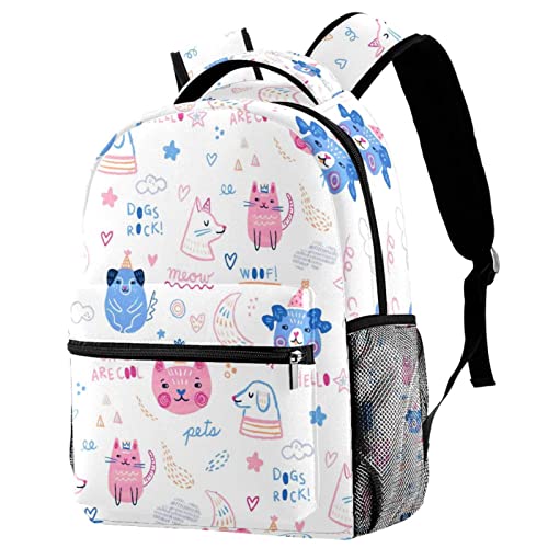 Sac à dos de voyage bleu à fleurs avec porte-bouteille anti-fuite Medium