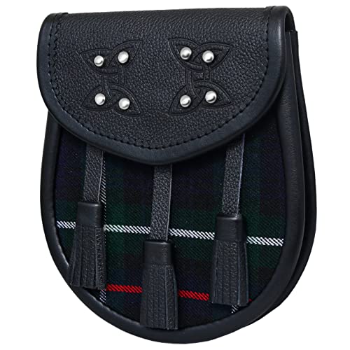 Scottish Modern Genuine Leather & Tartan Sporran for Kilts-Sporran for Men-Kilt Accessory2