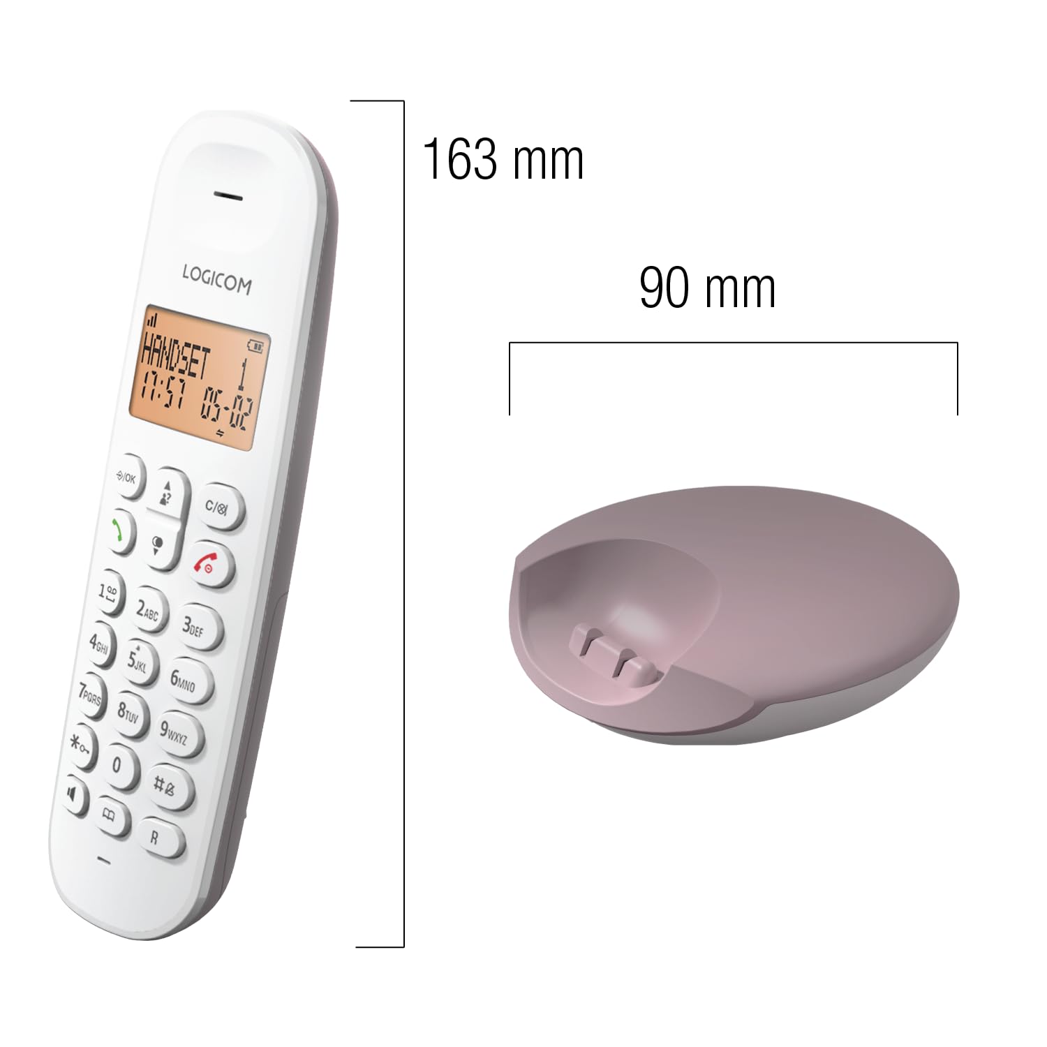Logicom ILOA 150 DECT Schnurlostelefon – Freisprechfunktion – Großes 4-Zeilen Display – 300 m Reichweite – 7h Gesprächszeit – 90h Standby – Taupe