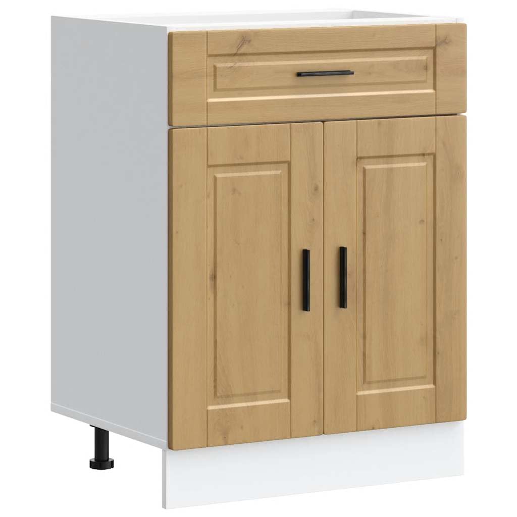 (Artisan Oak, 60 X 46 X 81.5 Cm) Vidaxl Kitchen Base Cabinetâ Porto Black Engineered Wood Sink Base Cabinet 8721158423221