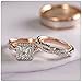 icedout 2 Ct Princess Cut Diamond Wedding 3 Piece Beautiful Couple Matching Ring Set For His Her Eternity Gorgeous Ring Art Deco Trio Set Proposal Ring 14K Rose Gold Plated 925 Sterling Silver Ring