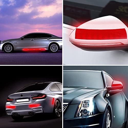 Strong Reflective Stripe Stickers, High-Intensity Car Trunk Reflective Sticker, Night Visibility Reflective Decal, Car Bumper Reflective Stickers, Safety Warning Reflective Stickers Fit For All Cars (Red) #TOP5