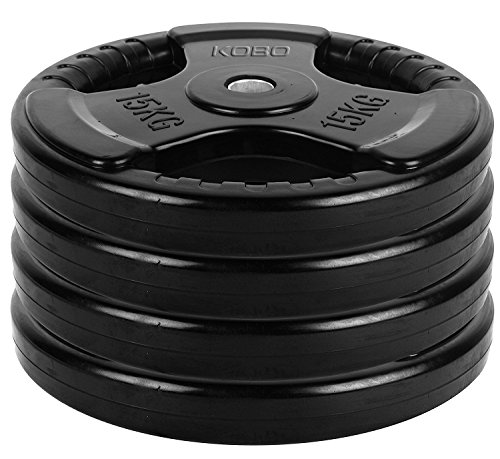 Image of Kobo 2.5 Kg (31 mm) Fitness Rubber Coated Tri-Grip Plate & Integrated Metal Grip Rubber Weight Plates - Sold in Pairs (Imported)