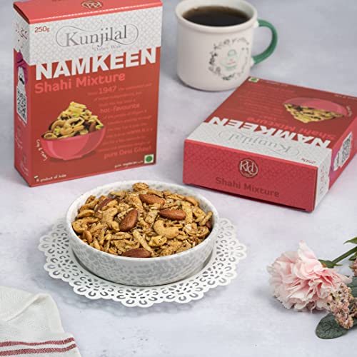 Image of Kunjilal's Shahi Mixture | Premium Roasted Namkeen with Dry Fruits & Desi Ghee | Crunchy Daily Snack | 250 g Pack