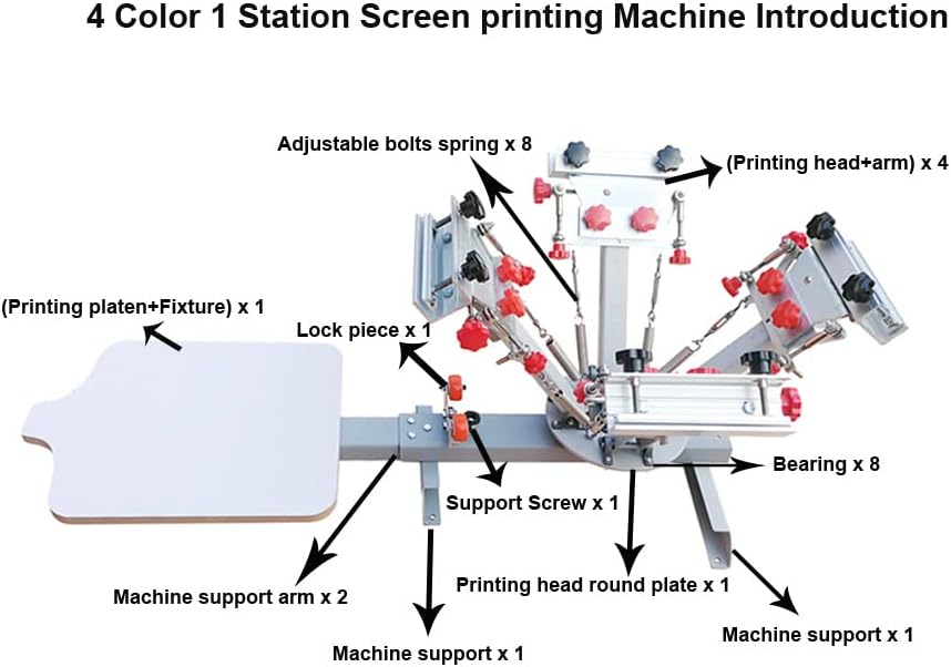 Screen Printer 4 Color 1 Station Silk Screen Printing Press Machine Screen Printing Machine with Micro Registration