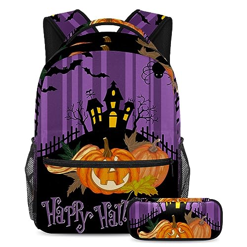 Sac à dos Happy Halloween avec trousse à crayons, le cadeau parfait pour la rentrée des ados