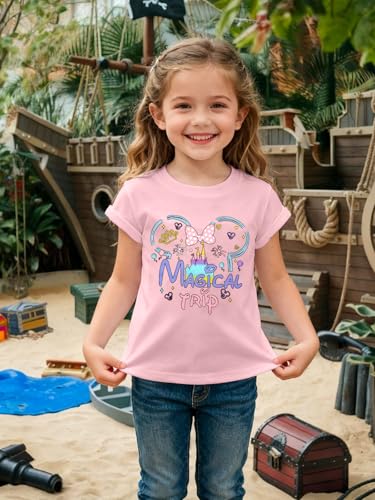 Image of Magical Shirts for Girls Animal Kingdom Shirt Kid Magic Princess T Shirt Castle Graphic Tees Summer Short Sleeve Tops
