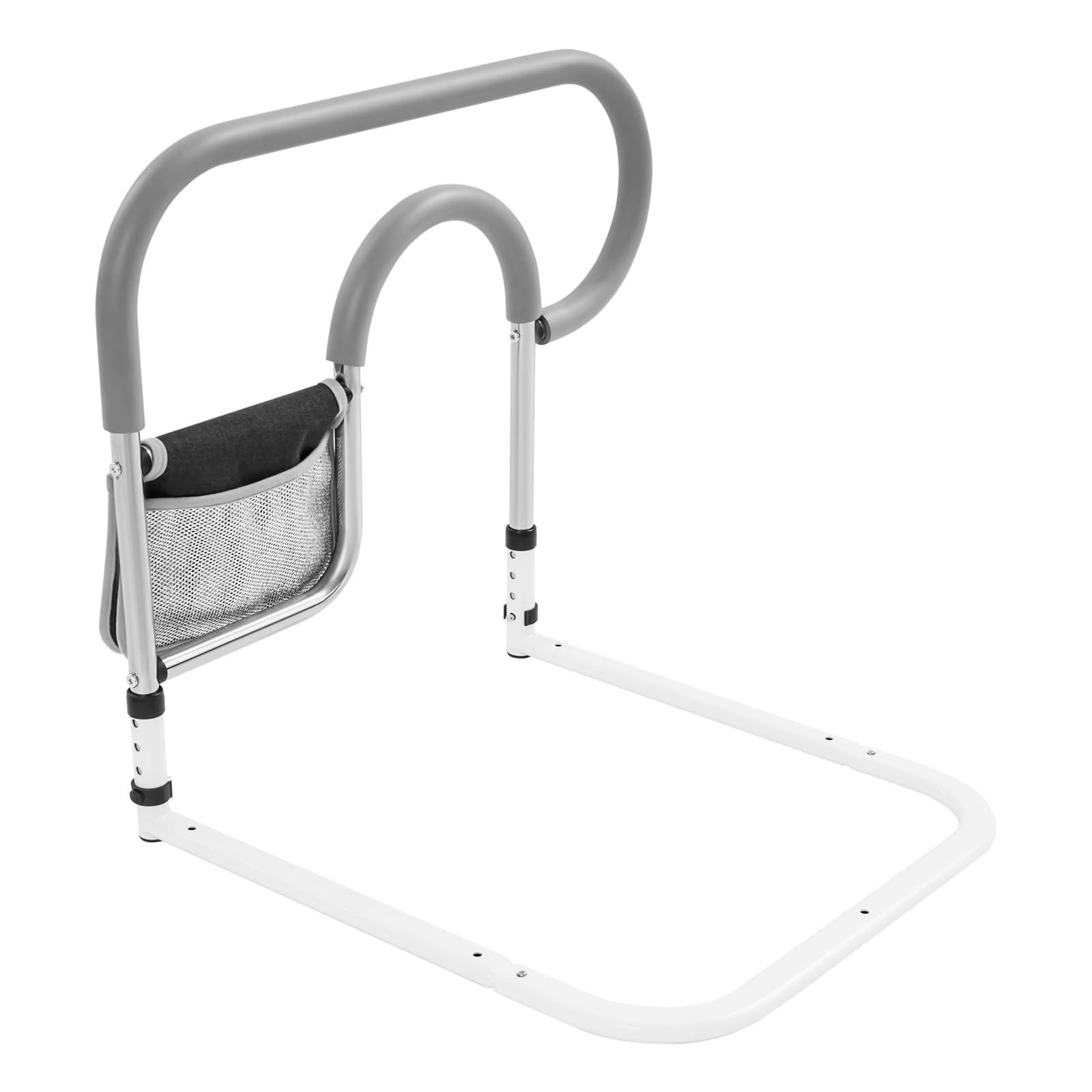 Pomoc przy wstawaniu łóżka dla seniorów, seniorów, uchwyt z torbą do przechowywania, regulacja wysokości 53-59 cm, nośność 150 kg, dla seniorów i osób o ograniczonej sprawności ruchowej