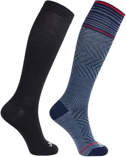 JAVIE - Calcetines de compresión graduados de 76% lana merino para mujeres y hombres (15-20 mmHg)