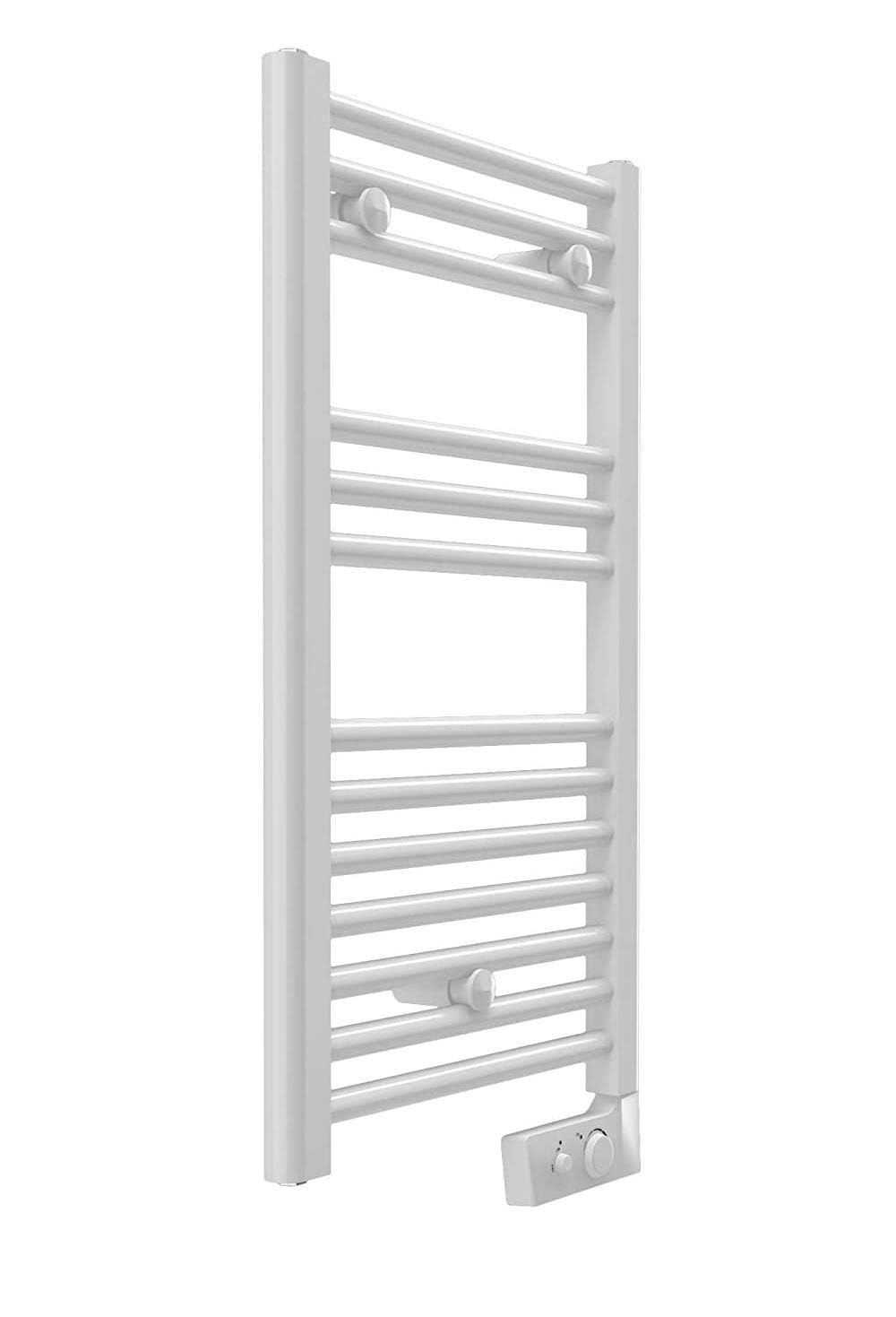 Cortina Scaldasalviette Elettrico, Termoarredo Bagno a 13 Barre con Termostato Analogico, Kit Fissaggio e Liquido Termoconvettore Precaricato, Bianco, 300W, 72 x 40 Centimetri