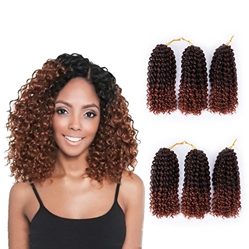 6Bundles/Lot Marlybob Crochet Hair 8 Inch Ombre Brown Crochet Braids Curly Crochet Kanekalon Synthetic Hair Extension(T1B/30)