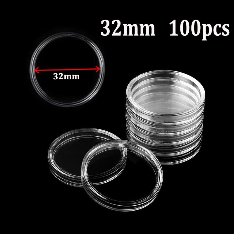 Caja de almacenamiento de cápsulas de monedas, protectores de monedas de plástico transparente para monedas de 21 mm, 23 mm y 25 mm, paquete de 10