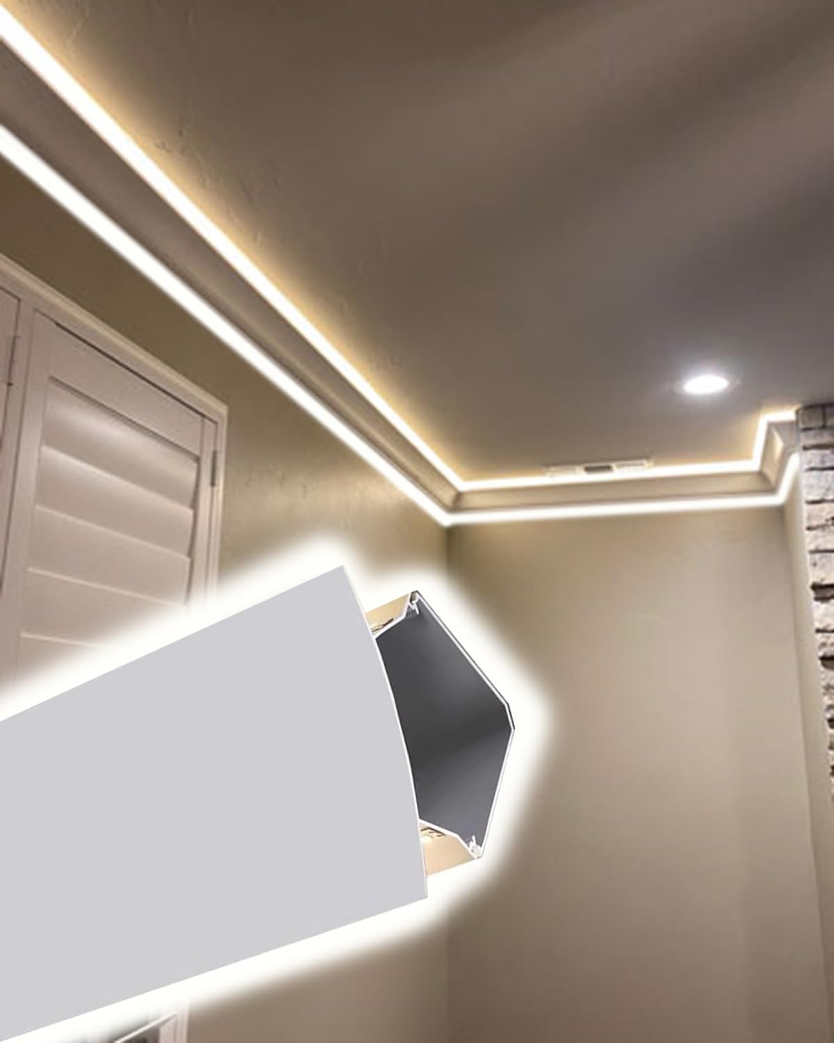 Moulure de plafond LED profilé angle diffuseur lumière indirecte 4.5m