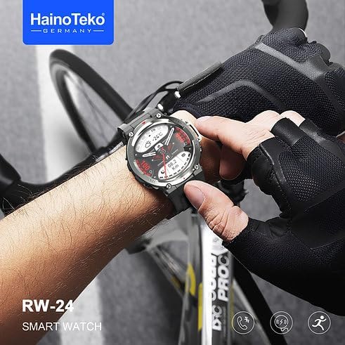 Person wearing Haino Teko RW-24 Smart Watch while cycling