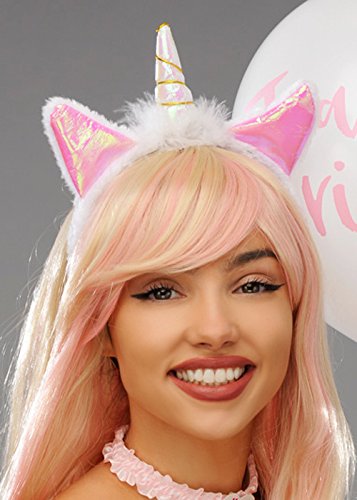 Struts Pink and White Fantasy Unicorn Horn on Headband