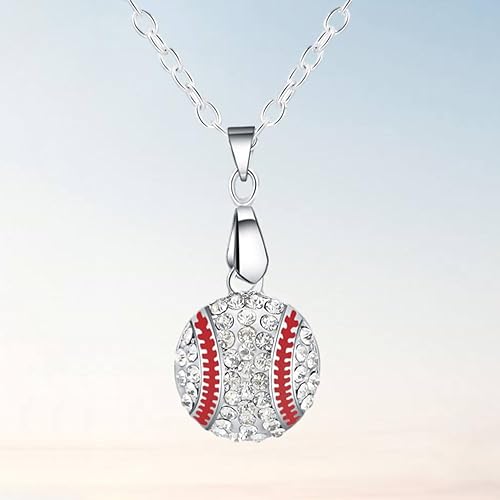 Miniatura 8 de KESYOO Collar de diamantes de imitación Collar de moda Colgante de cruz de plata Collar de cadena de béisbol Collar de joyería Collar de béisbol