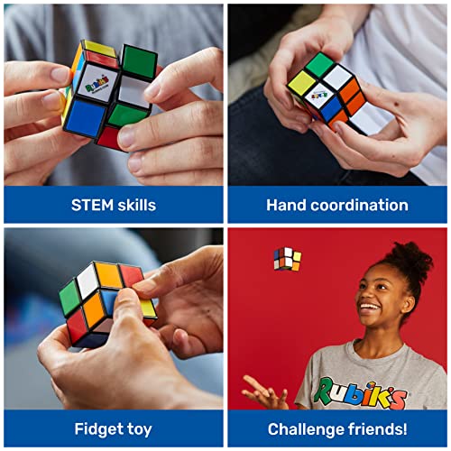 Rubik's Mini, Original 2X2 Rubik's Cube 3D Puzzle Fidget Cube Stress Relief Fidget Toy Brain Teasers Travel Games, For Adults And Kids Ages 8 And Up #TOP2
