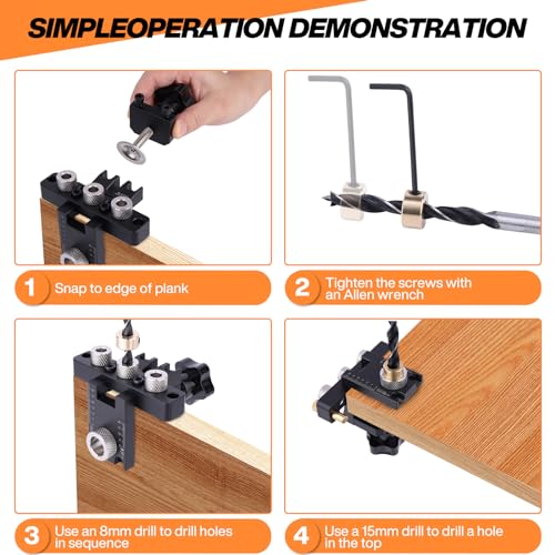Guide de perçage précis 8 10 15 mm avec goujon pour menuiserie - 5