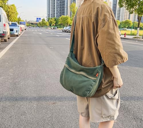 Image of Cotton Tote Handbag Women Canvas Crossbody Beach Bag Hobo Shoulder Tote Bag with 3 External Pocket,Zipper Closure