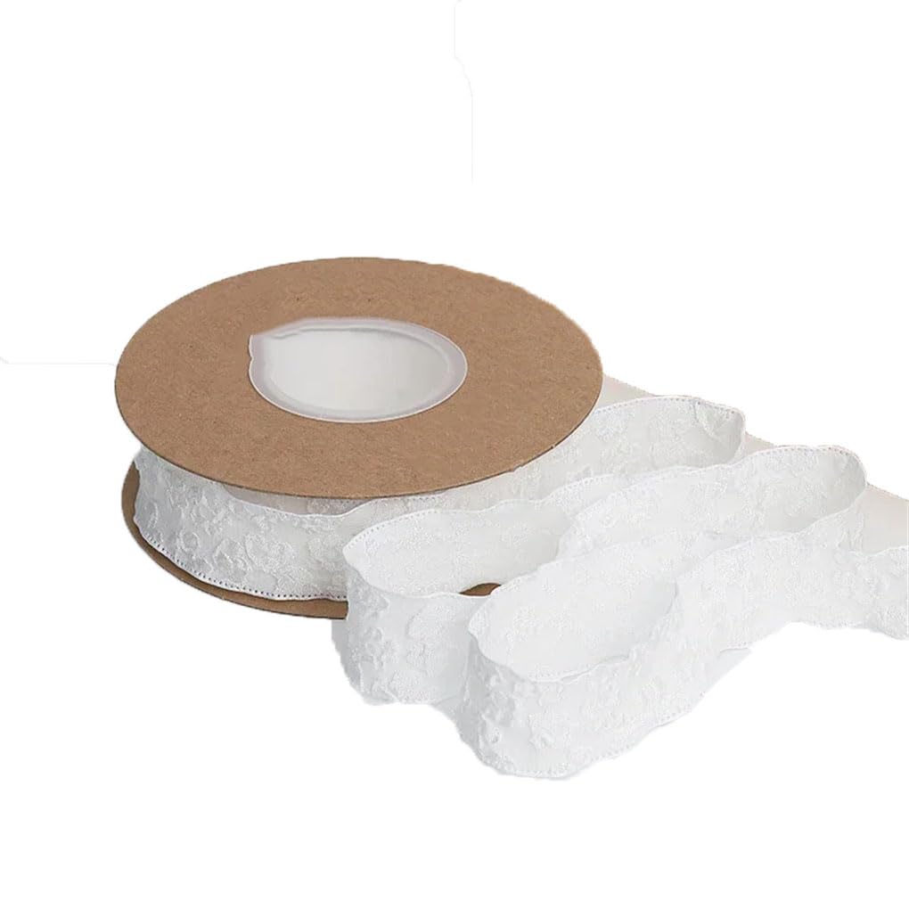 10 jardów 2,5/4 cm wstążka z falami kwiatowymi do pakowania prezentów kokarda włosy DIY rękodzieło dekoracja ślubna biała szeroka-2,5 cm