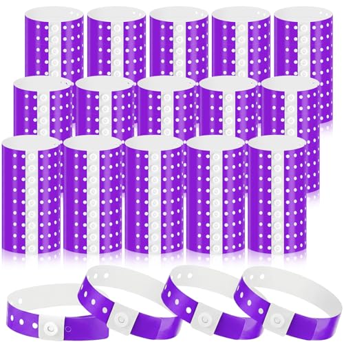 Image of Henoyso 300 Pcs Purple Plastic Wristbands for Events Vinyl Waterproof Pool Wristbands Neon Color Plastic Bracelet for Party Events Arm Band Identification for Concerts Carnivals