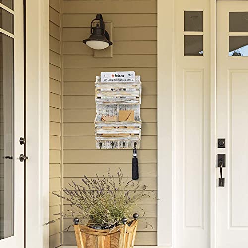 Rustic Mail Organizer Wall Mounted, 2Slot Mail and Key Holder for Wall