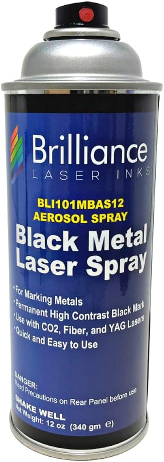 12 Oz - BLI101 - Aerosol Black Laser Ink for Metals Marking - CO2 Laser - Fiber Laser - YAG, Durable, Permanent, High Contrast, Brilliance Laser Inks