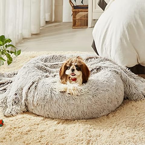 Western Home Small Calming Dog Bed Cat Bed with Blanket Cover