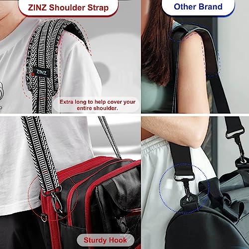 Image of ZINZ 74 inch Shoulder Strap with Fixed Pad and Dual Balanced Buckles,Black White Jacquard