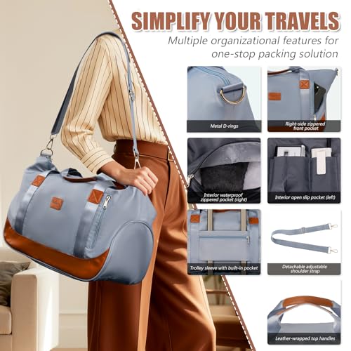 Image of Cosbarn Luggage Sets 5 Piece with TSA Lock Spinner Wheels, Unisex Hard Case ABS Suitcase Set, Hardshell Lightweight Waterproof Travel Hardside Suitcases with Wheels for Women Men, Sky Blue